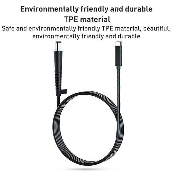 Til HP bærbar USB-C / Type-C til 7,4 x 0,6 mm strømopladningskabel, kabellængde: ca. 1,5 m Black