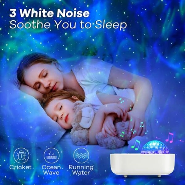 Star Projector Night Light, Galaxy Projector Lamp, Inbyggd Bluetooth högtalare, Timer med fjärrkontroll, Star Projector Kids Ad