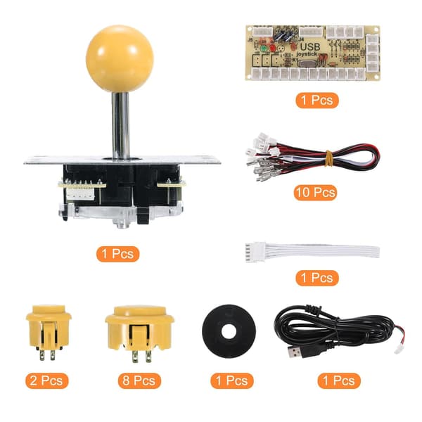 PC Joystick DIY Kit Arcade Spildele Knap ABS 5 Pin til Klassisk Gul - Gul[ht] Yellow