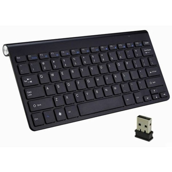 Trådløst tastatur, Mini USB, Ergonomisk, Lydløs, Gummi til PC, Laptop, TV, Computer