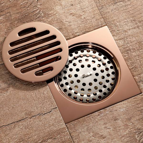 Gulvafløb Rose Gold Deodorant Usynligt gulvafløb (firkantet rundt 10*10 cm),