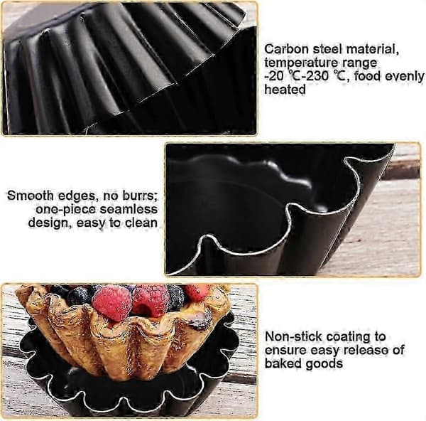 Mini Tartelettformar, 12-pack, 6,35 cm kolstål non-stick bakformar