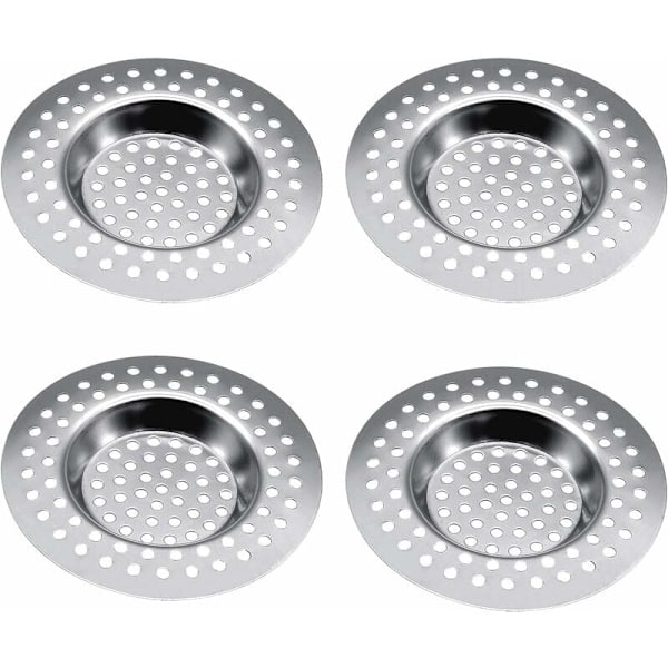 Tiskialtaan siivilä 4 kpl ruostumattomasta teräksestä valmistettu tyhjennyssiivilä, 77 mm:n siivilä Tyhjennystulpat Keittiö Kylpyhuone Pesualtaan tulpan cover, Viemärisuoja estää tukkeutumista，