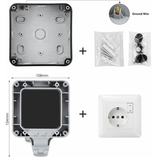 IP66 vedenpitävä pistorasia kytkimellä ja vedenpitävällä kytkentärasialla, ulkokäyttöön pölytiivis seinään kiinnitettävä sähköpistoke sarjalle