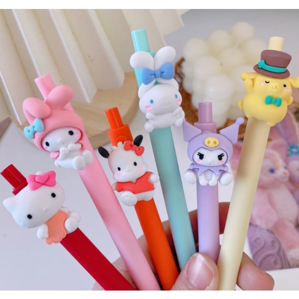 3 stk Sanrio Cartoon Gel Pen Push Type Yugui Dog Girl Heart Black Pen (Yugui Dog (0,5 mm)),