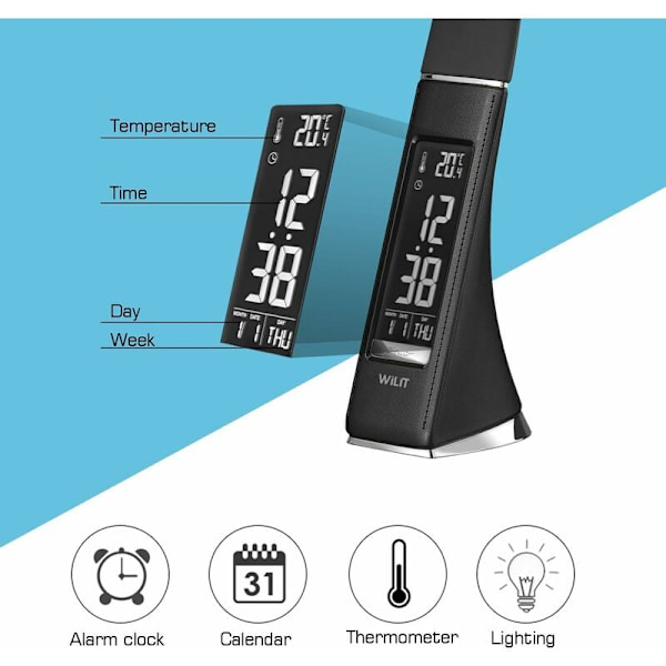 5W 200LM Black Shell USB vuodelamppu Touch Button LED-nahkainen silmiensuojauspöytälamppu，sopii makuuhuoneeseen, työhuoneeseen, makuuhuoneeseen