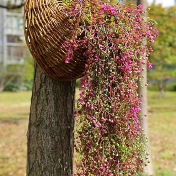 Kunstige planter Eføy Vine kunstig plante innendørs utendørs kunstig blomst til vegg- og hagedekorasjon-80 cm sett med 3 magenta