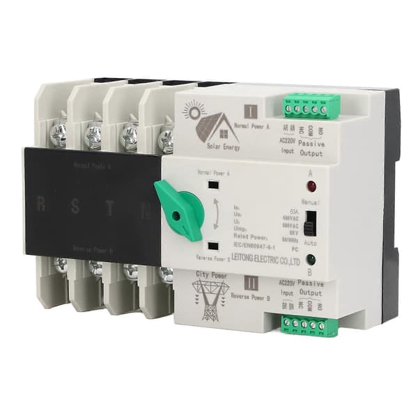 Dobbeltstrøms automatisk overførselsafbryder 4P Millisekundskredsløb Hurtig controller PV til lysnet AC220V 63A