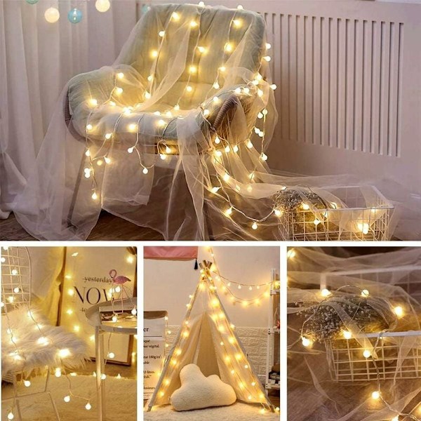 40 Bolde 6M String Lights, Small Ball Fairy Lights, Varm hvid, Dekoration til jul, Halloween, Bryllup, Fødselsdag,