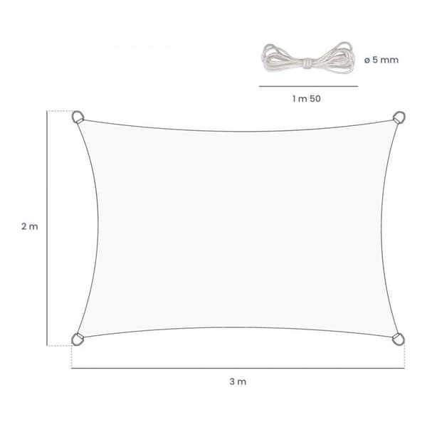 Choyclit – Vanntett rektangulær solseil 2 x 3 m – 160 g/m² polyester – UV-bestandig – For terrasser og camping – UV 2 X