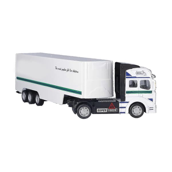 1:48 Semi Pull Back Container Legeringsmodell Transportbil Leketøy for 3 år (Hvit lastebil med skap)