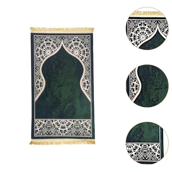 [HT]Muslimsk bønneteppe Eid-matte Islamsk bønneteppe for stue soverom nattbord Green