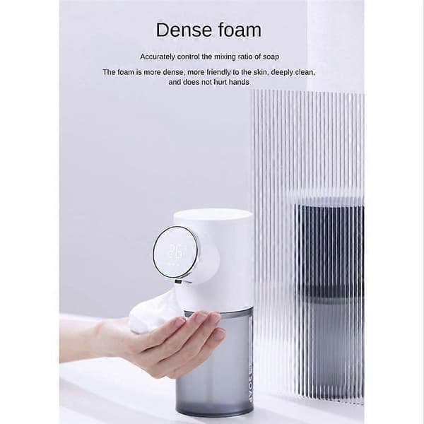 [HT]Skumsæbedispenser Automatisk Genopladelig 320 ml Flydende Sæbedispenser Digital Skærm Skumhånddispenser White