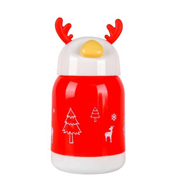 Kreativ tecknad glasmugg Söt Deer Cup Julklapp (röd)