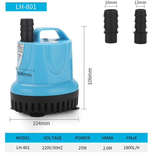Filterbunnsugepumpe, sirkulasjonsfilterpumping, fisketank (europeisk standard LH-801 25W)