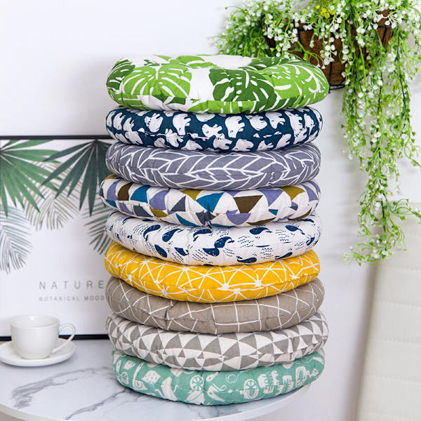 4 stycken runda gröna lagerblad 40 cm tjock vinterkudde Stolkudde Växtblommönster