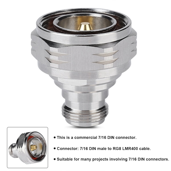 1 kpl L29 7/16 DIN-liitin RF RG8 RG213 kaapeliadapteri uros N naaras suora liitin