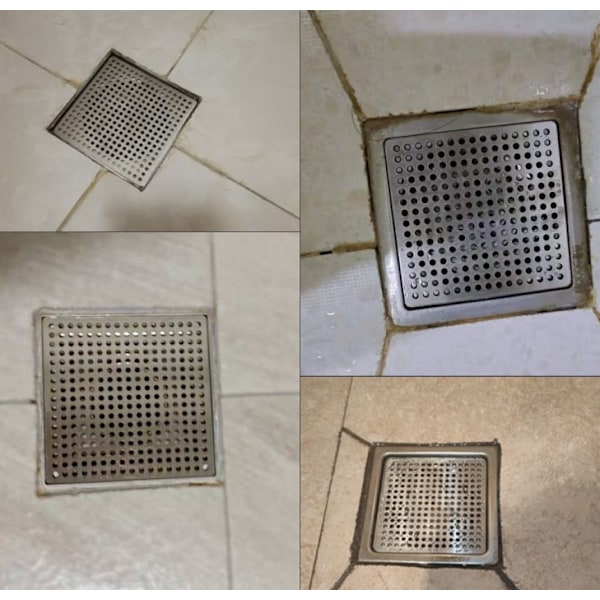 Fyrkantig golvbrunn i rostfritt stål, cover med mesh , fyrkantig cover , badrumsskydd mot hår (7 cm [fyrkantig golvavloppsdel]),