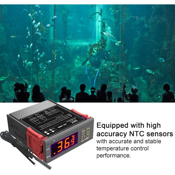 Elektronisen digitaalisen näytön kuoriutuva akvaariotermostaatti, ohjain (110-220V)