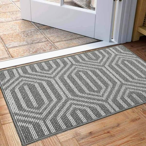 50X80 cm mikrodefekt grå och vit golvmatta mikrodefekt enkel hushållsgrå inomhusdörrmatta, halkfri och smutsfri entrématta,