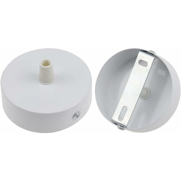2 stykker hvid loftroset bundplade loftslampe, 80 mm retro lys baldakin sæt, rund lysekrone loftplade base