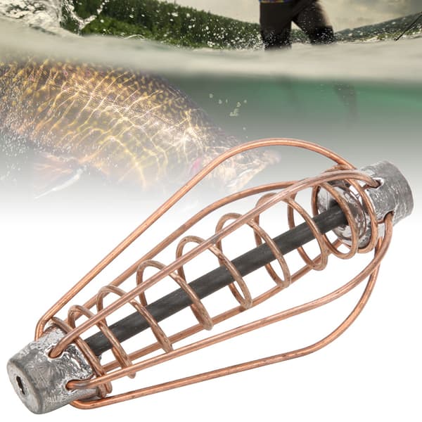 Bærbar metalfiskemadsfoder tilbehør med kobberfarve 25g 6 stk.