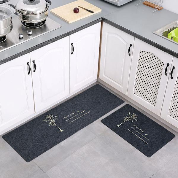 2 delar broderad Lucky Tree Ash Bottenmatta (40*120*1, 40*60*1) Dörrmatta Strip Matta