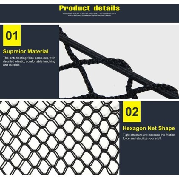 90x40cm sort plastik nylon bilopbevaringspose Lastbil bagfragtnet Bagageorganisator krogpose