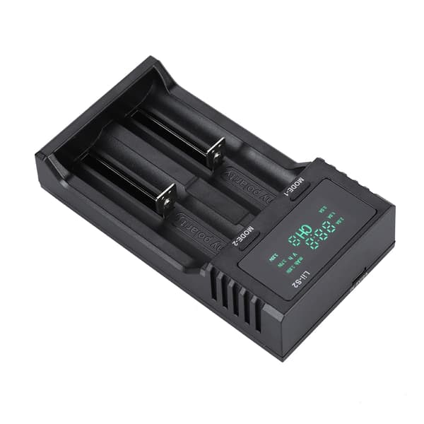 LiitoKala Lii S2 - Smart batterilader med strømdisplay (dobbel plass, 5V2A)