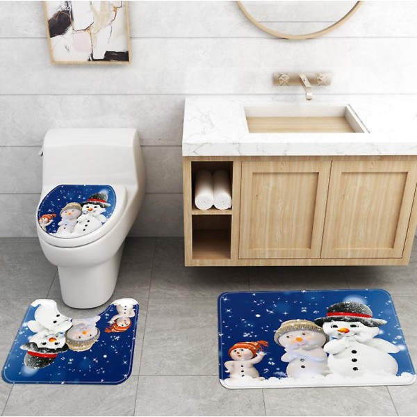 Christmas Snowman Duschdraperi Duschmatta Toalett(4)A04