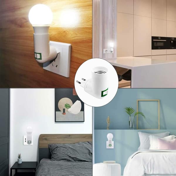 4 pcs. E27 with switch construction site socket AC 220V wall socket for wall kitchen lamp adapter LED bulb holder (white)