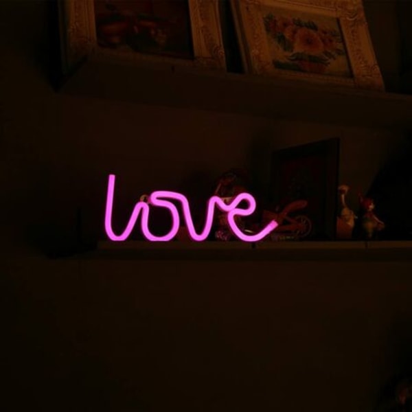 LED-neonskilt, batteridrevet, USB, nattlys for soverom, som veggdekor eller til fester, ferier, bryllup, valentiner