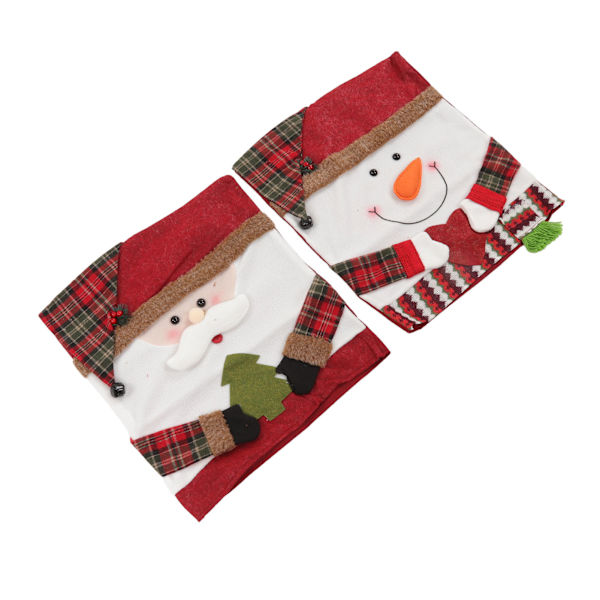 2 st julstolar ryggöverdrag set med gammal man och snögubbe tema - dekorativa non-woven tyger för semester middag stol dekor