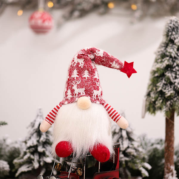 Christmas High Hat Dwarf Gnome för Doll Ornaments Belysning Söt tecknad Dwarf El Red - A