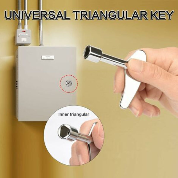Triangulär nyckel Service Utility Gasnyckel Elektrisk lyftnyckel Fob Lås 62*57mm Silver