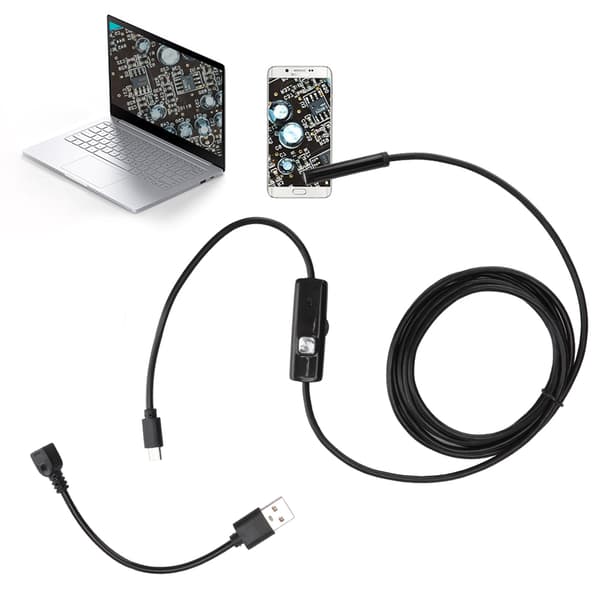 2-i-1 HD IP67 Vanntett 7 mm mobiltelefonendoskop for Android / Windows med 2 meter USB-kabel