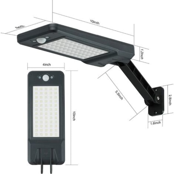60 LED-solljus utomhus vattentät IP65, fjärrkontroll LED-vägglampa, trådlös solskyddslampa för trädgård, Ga