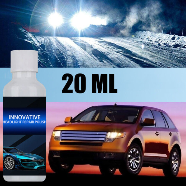 Innovativ bilstrålkastare Polish Repair Fluid Liquid Scratch Lamp 20ml Repair Agent+Sponge Wipe Box