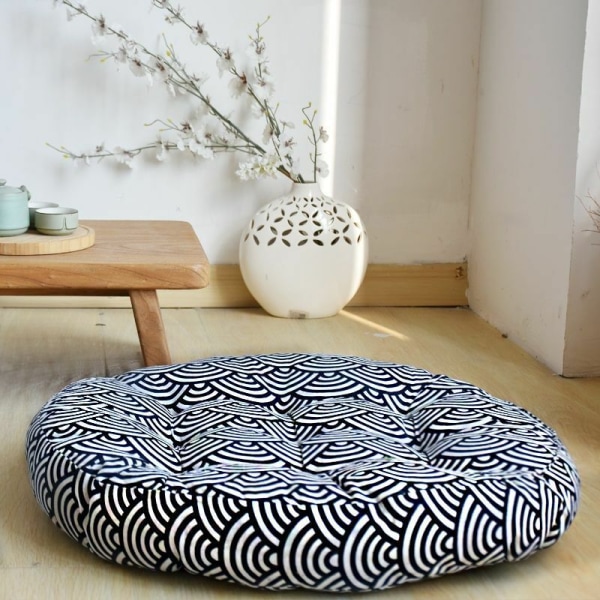 Tatami rund futon, stolsdyna sittdyna - ocean wave 30X30 specialdagis