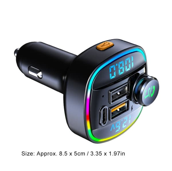 FM-sender Bluetooth Dual USB Biloplader 7 Farver Højtydende Stereo Universal Pasform