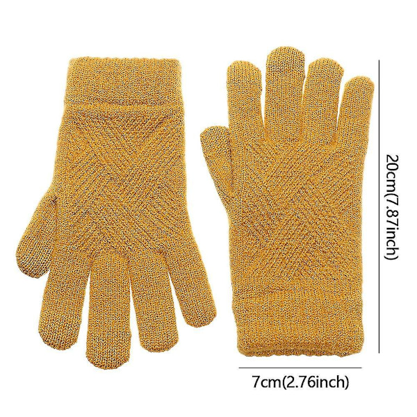 Vinter Varm Stickad Full Finger Touch Screen Vantar Ull Vinter Varm Tjock Varm Kvinnor Cykling Körhandskar brown