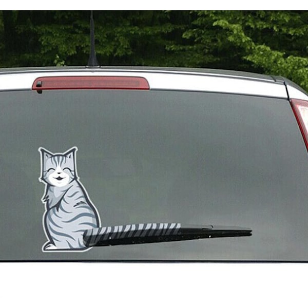 Smiling Cat Car-klistremerke, Reflekterende Cat Bakrutevisker Cat Car-klistremerke med hale som logrer og beveger seg katt (smilmønster)