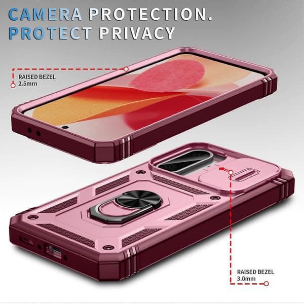 Til Samsung Galaxy A56 5G Deksel TPU+PC Slide Camshield Kickstand Telefondeksel Multicolor Dark Red