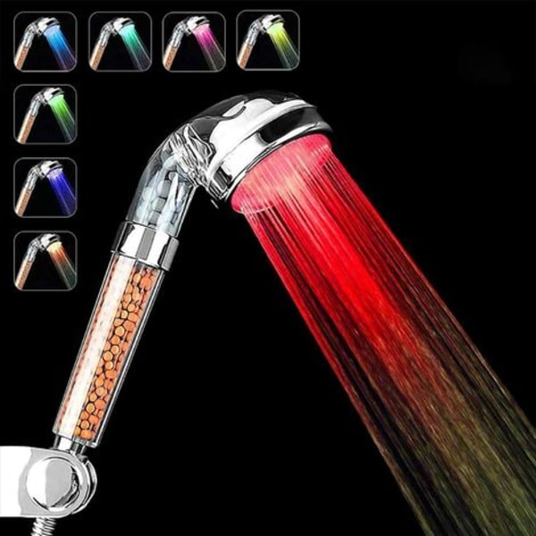 Brusehoved, LED-brusehoved med 7 farver, LED-brusehoved til badeværelsesspa - Højtryks-vandbesparelse - Høj Filtrati
