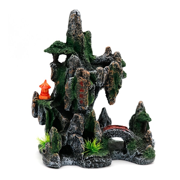 Akvariesten for at undgå træhuller, harpiksdekoration til akvarielandskab (L077 High Mountain og Whitewater Rockery, 18*9,5*21 cm),