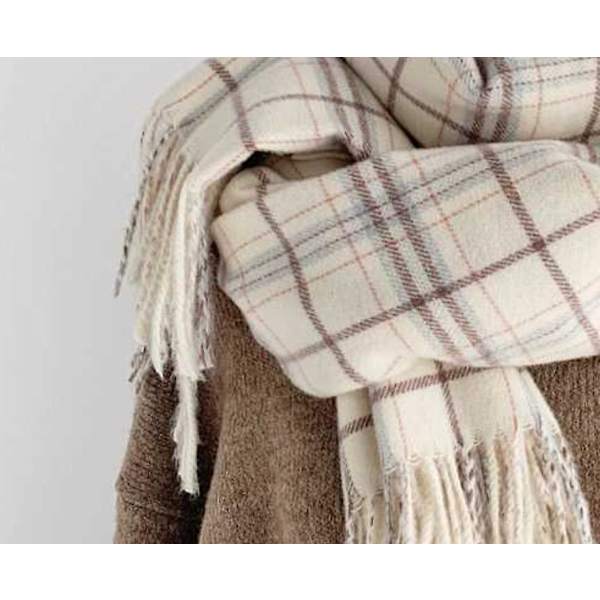 Litterär Rutig Cashmere Scarf, All-match Fashion, Warm Shawl Khaki