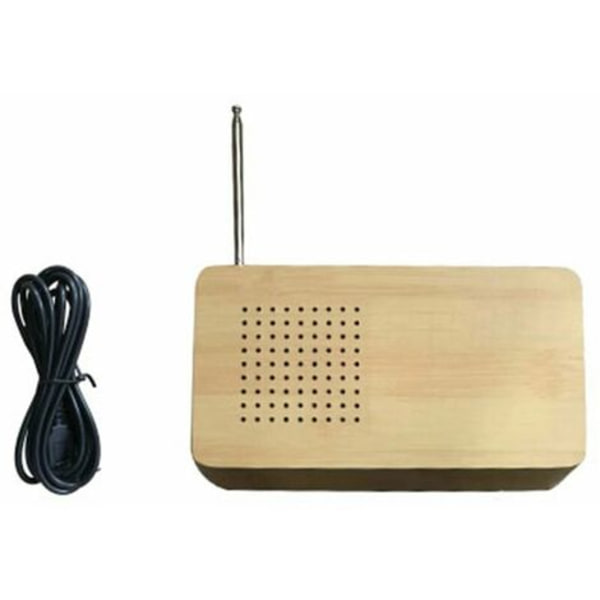 Retro multifunktionell sängradio i trä, tyst väckarklocka för den lata, kreativa elektroniska presentklockan (prickat nät
