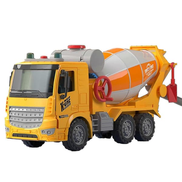 Lastebil for barn 12 tommer stor sementblander med treghetskraft for gutter og jenter Mixer Truck Yellow