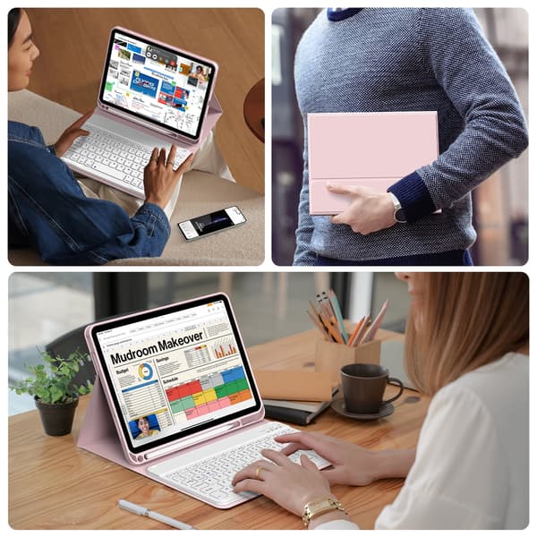 Bluetooth-tastaturdeksel for iPad Air1/2/Pro 9,7 tommer (engelsk)—ht pink