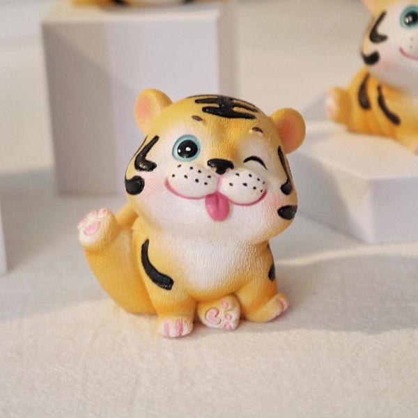 3 kpl Sarjakuva Tiger Animal Shape Funny Expression Doll Keltainen